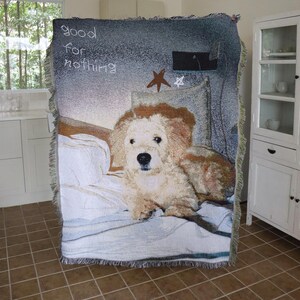 Gewebte Hundedecke, Vintage Welpen Tapisserie, Hotel für Hunde Kunst Textil, Baumwollmischung Sofa Decke, Hundeliebhaber Geschenk