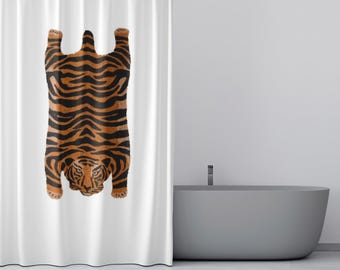 Y2K Tiger｜Gummy Dolphin Shower Curtain: Retro 2000s Vaporwave Bathroom Decor
