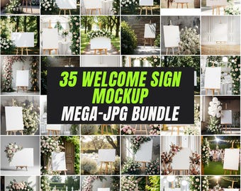 35 Welcome sign mockup bundle, Wedding Welcome sign mockup, Wedding seating chart mockup, Easel Sign Mockup, Birthday sign digital mockup