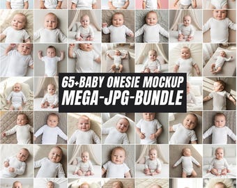 65+ Baby Onesie Mockup Bundle, winter Bodysuit Mockup jpg, Baby Romper Mockup, Infant Apparel Mockup, Sleepsuit Mock-up