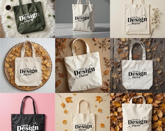 51 Tote Bag Mockup Bundle, Canvas Tote Bag PSD & JPG Set, Eco Shopping Bag Mockups, Minimal Lifestyle Tote Mockup Collection
