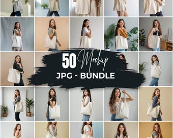 Einkaufstasche Mockup Bundle, 50 BILDER, Lifestyle Tote Mockup Set, Modetasche Mockup, JPG Tote Mockup Bundle