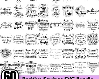 Positieve gezegden SVG-bundel, Duitse citaten SVG, wijsheid geluk liefde hoop SVG, inspirerende citaten Svg-, Cricut- en silhouetsnijbestanden