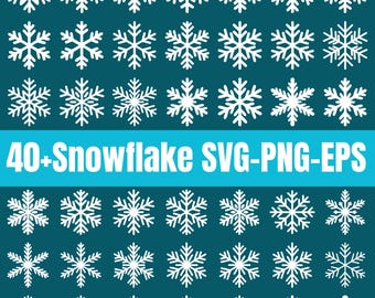 Paquete de copos de nieve en formato SVG, PNG de copos de nieve de invierno, conjunto de copos de nieve navideños en formato SVG, diseños de siluetas de copos de nieve, colección de copos de nieve en formato SVG