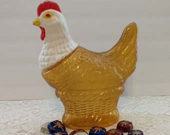 Vintage Bromar Plastic Chicken on Nest Candy Holder 1950s