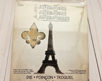 Tim Holtz Fleur de Lis And Eiffel Tower Bigz Die By Sizzix 558556