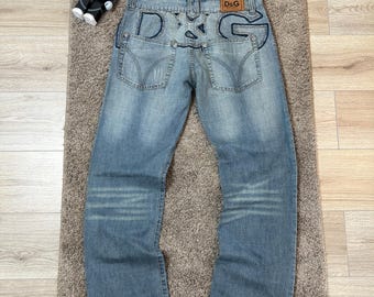 Jean vintage Dolce Gabbana avec grand logo de l'an 2000
