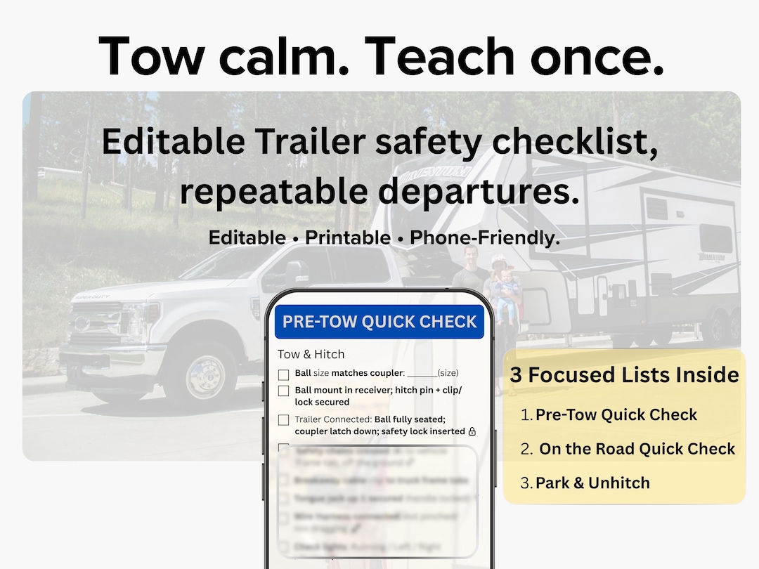 Trailer Towing Safety Checklist Bundle - Etsy