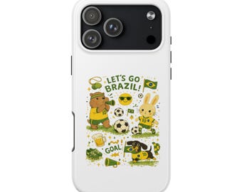Lets Go Brazil! Soccer Animals Phone Case | Cute Football Bunny, Bear, Dog