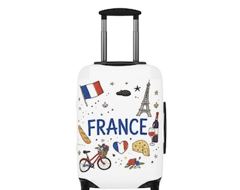 France travel icons Luggage Cover | Eiffel Tower, Baguette, Wine