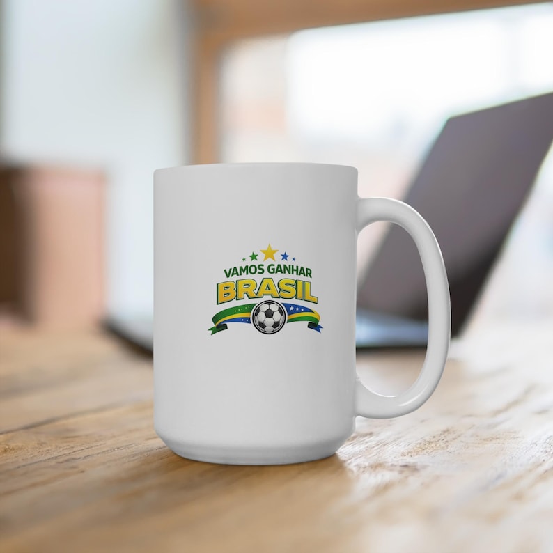 Vamos Ganhar Brasil Soccer Mug | Brazilian Football Design, 15oz image 3