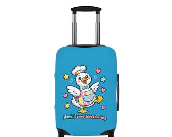 Uroczy pokrowiec na bagaż z napisem „Gałązka Kurczaka Szefa Kuchni, Jeśli Coś Się Pali” | Niebieski dodatek podróżny