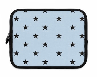 Black Star Laptop Sleeve | Baby Blue Neoprene Case