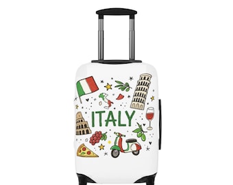 Italy travel icons Luggage Cover | Pizza, Leaning Tower, Vespa, Flag