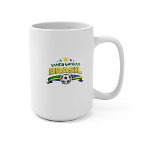 Vamos Ganhar Brasil Soccer Mug | Brazilian Football Design, 15oz image 1