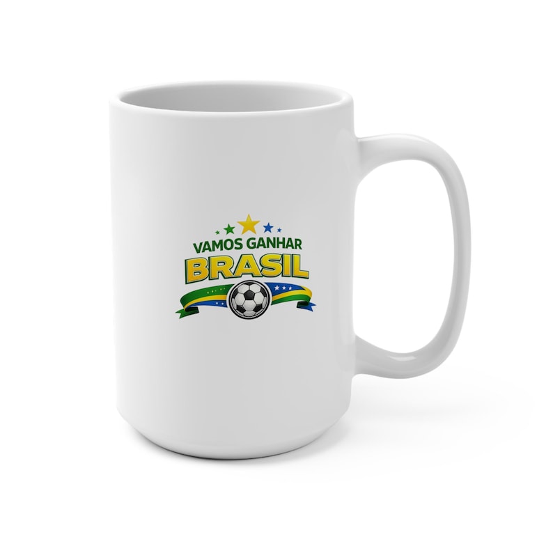 Vamos Ganhar Brasil Soccer Mug | Brazilian Football Design, 15oz image 1
