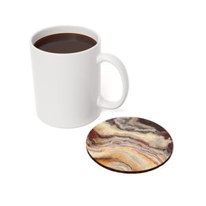 Marble Agate Swirl Cork Back Coaster | Stone Pattern Drink Mat