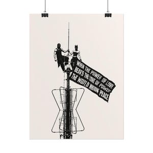 Empire State Engagement couple viral moment poster | Black and White Graphic Art