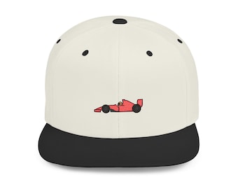 Red Formula Ferrari Race Car Flat Bill Snapback | Embroidered Racing Hat