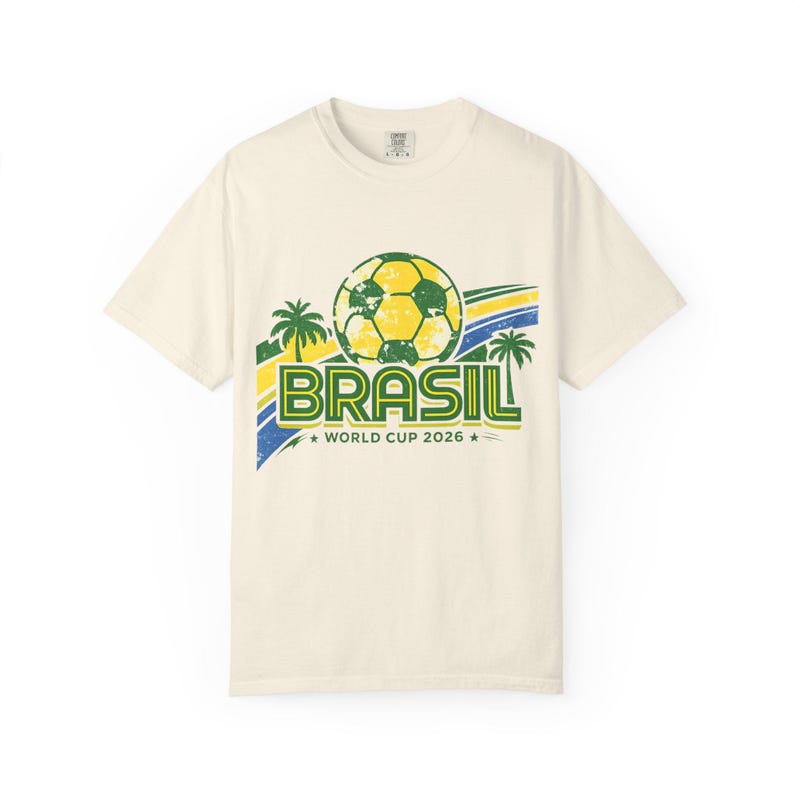 Camiseta Bola de Futebol da Copa do Mundo Brasil 2026 | Camiseta de Futebol do Brasil imagem 1