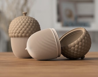 Acorn Container | Decorative Acorn Storage Jar with Screw Lid | Autumn Home Décor Accent