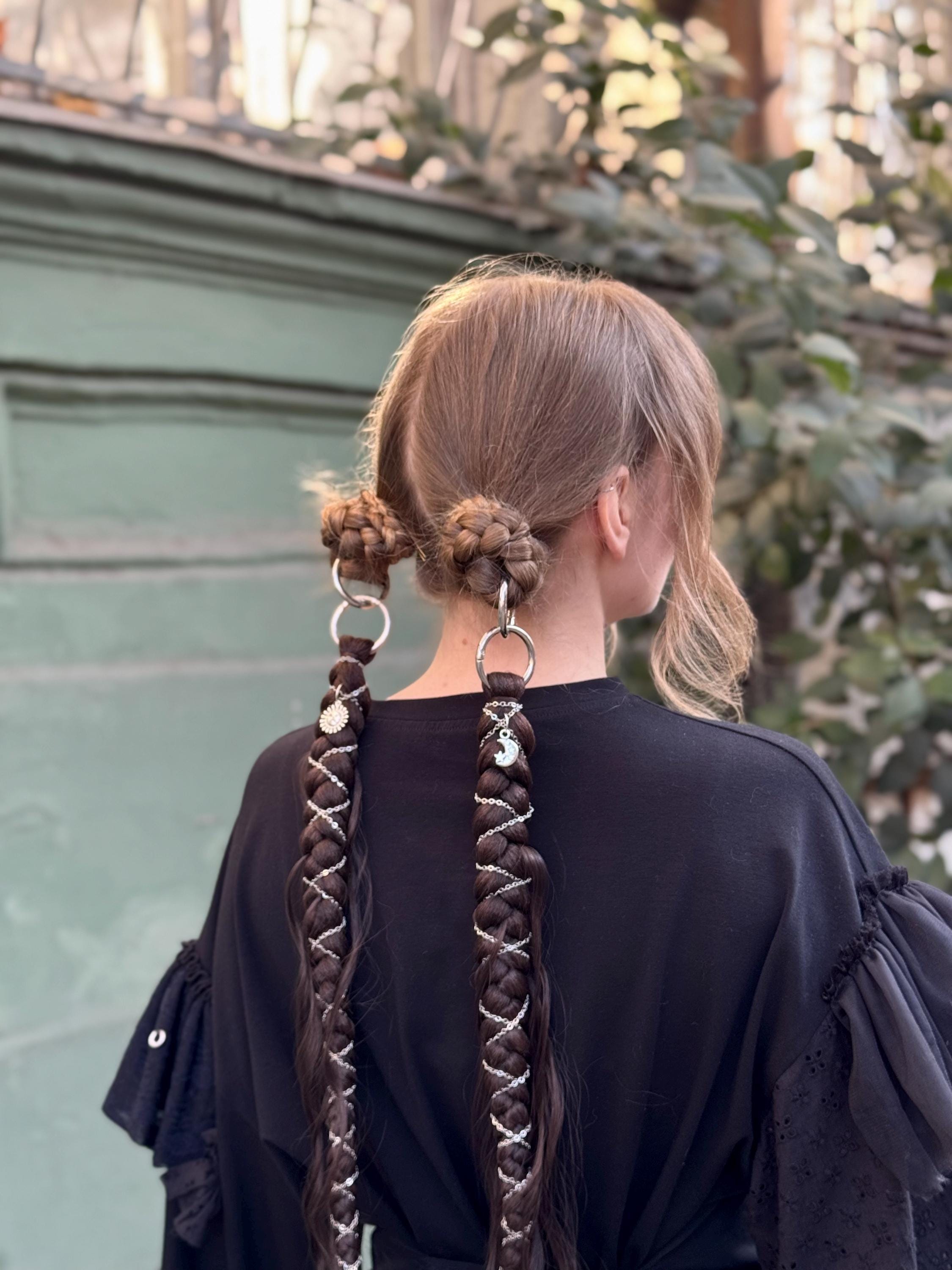 Brown Braids on Rings, Hair Extensions, Clip-in Boho Gothic Hair ...