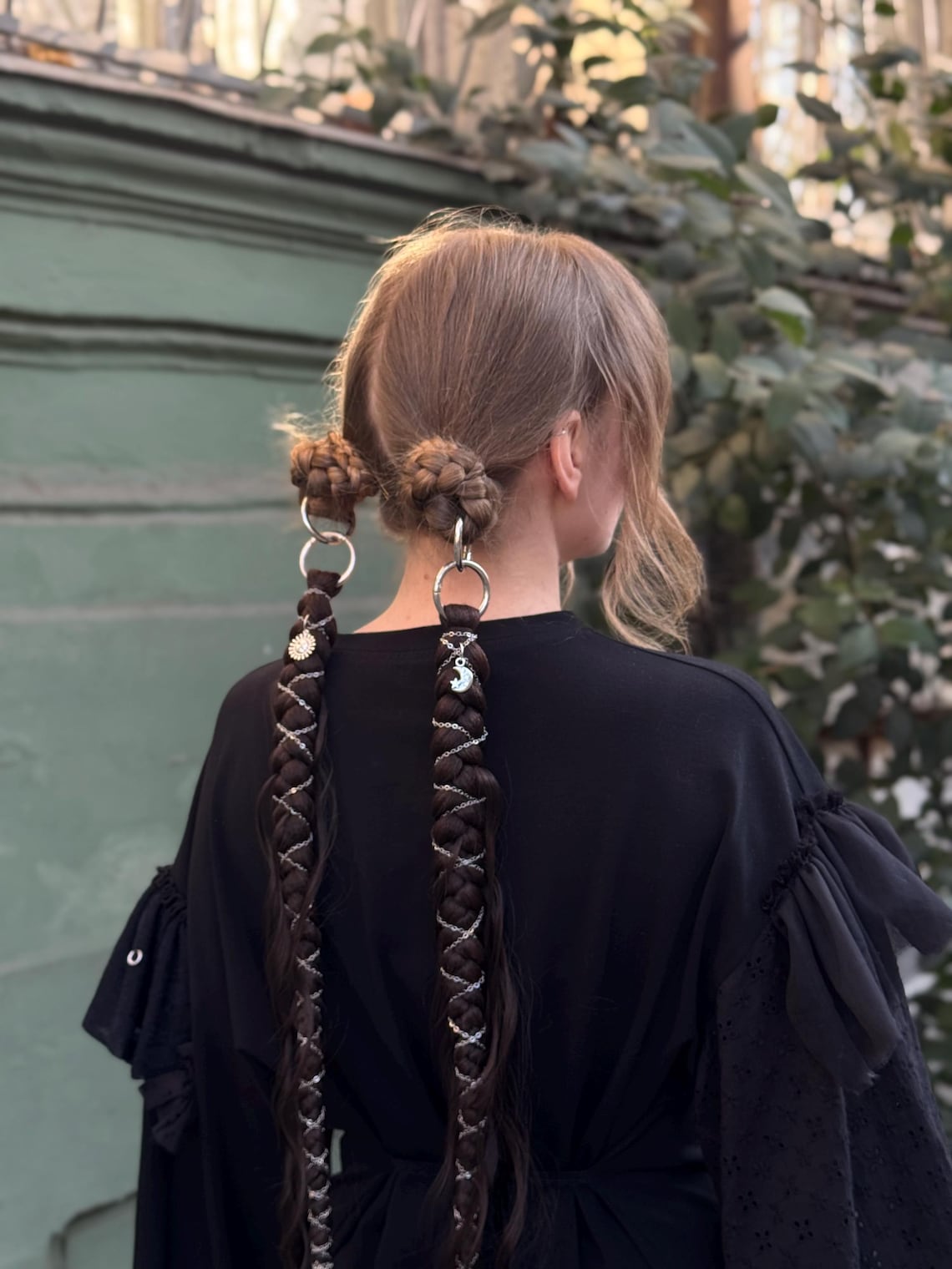 Brown Braids on Rings, Hair Extensions, Clip-in Boho Gothic Hair ...