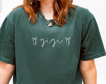 Comfort Colors® Gigi Coquette Bow Shirt, Gigi T-Shirt, Gift For Grandma, Mimi Nana Tee, Mother's Day Grandmother Gift