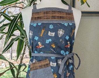 DND Dungeons and Dragon Apron Blue