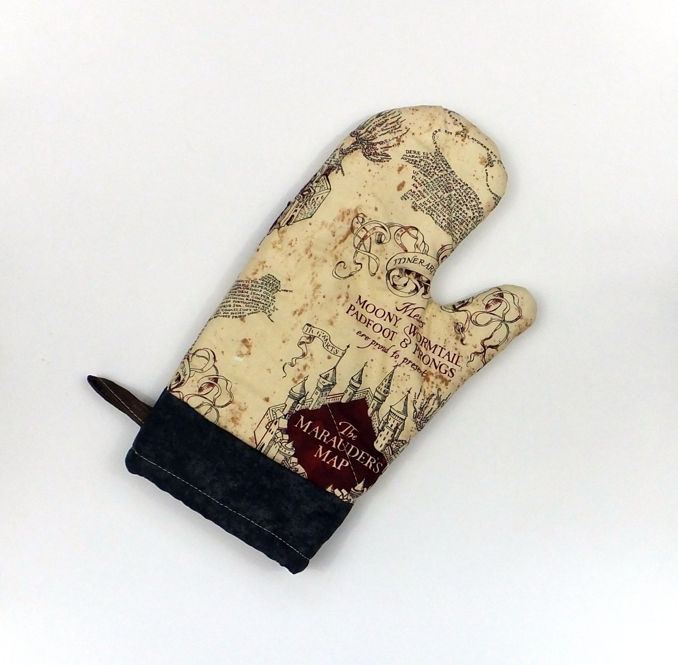 Oven Mitt Made With Licensed Harry Potter Marauders Map Fabric