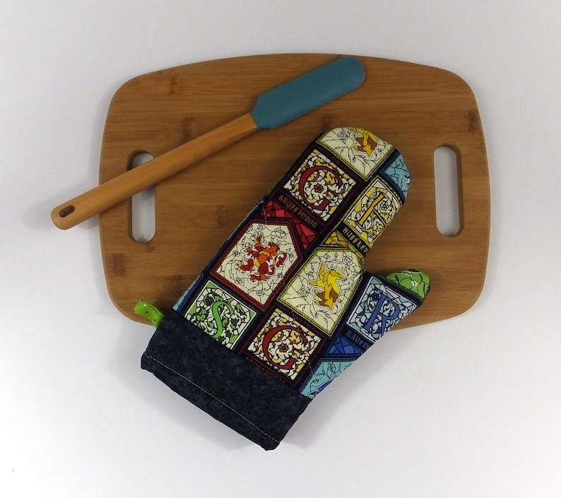 Oven Mitt Made With Licensed Harry Potter Houses Fabric.