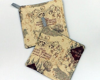 Pot Holder Made With Licensed Wizard Map Fabric