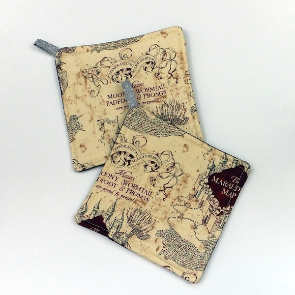 Pot Holder Made With Licensed Wizard Map Fabric