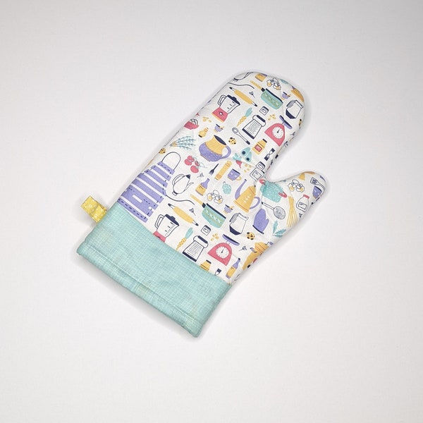 Kitchen Print Retro Oven Mitt