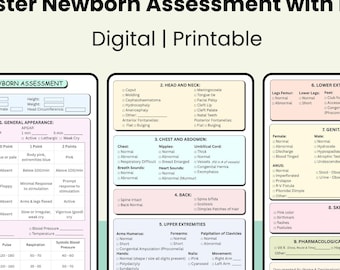 Newborn Head To Toe Assessment Nursing Template, Neonatal Report Sheet, Study guide, Nurse Checklist