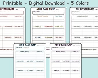 ADHD Brain Dump Printable: Minimalist Organizer, Daily Planner, To-Do List ( A4, Digital Download)