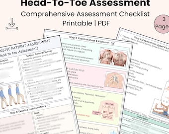 Comprehensive Patient Assessment | Head-to-Toe Nursing Cheat Sheet | ER and Nursing Student Printable Template PDF