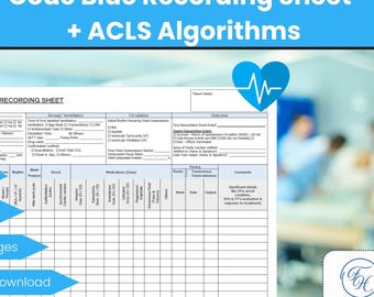 Code Blue Recording Sheets (Instant Download, PDF, A4 Landscape, 4 Pages)