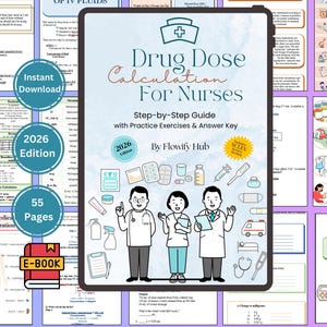 Guía de estudio para el cálculo de dosis de medicamentos / Repaso del NCLEX (Descarga digital)