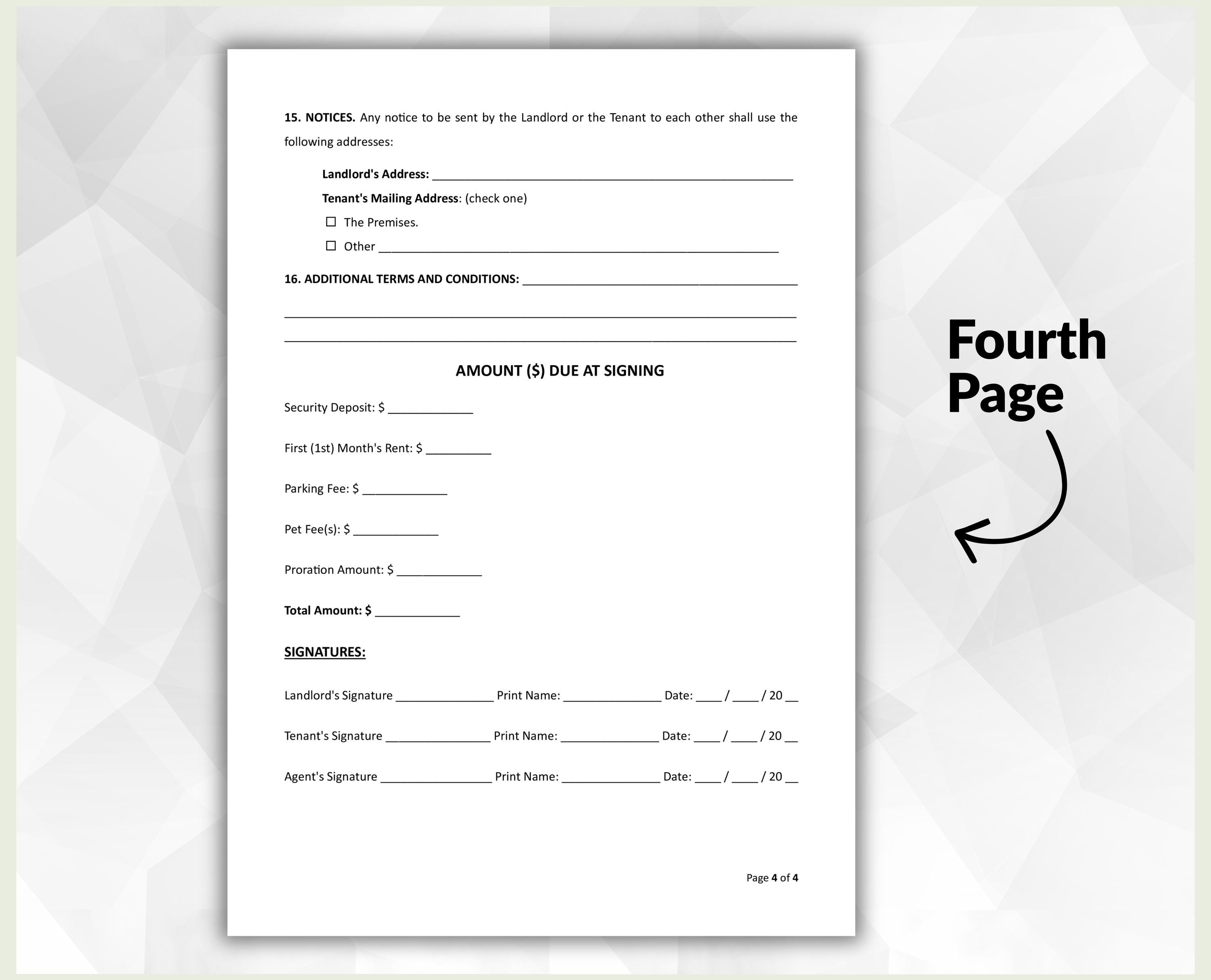 Editable Rental Agreement Template (word, PDF, Google Docs) - Etsy