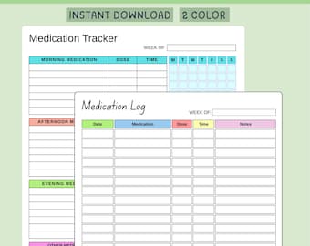 Printable Medication Tracker | Medicine Log, Supplements Checklist (PDF & Canva)