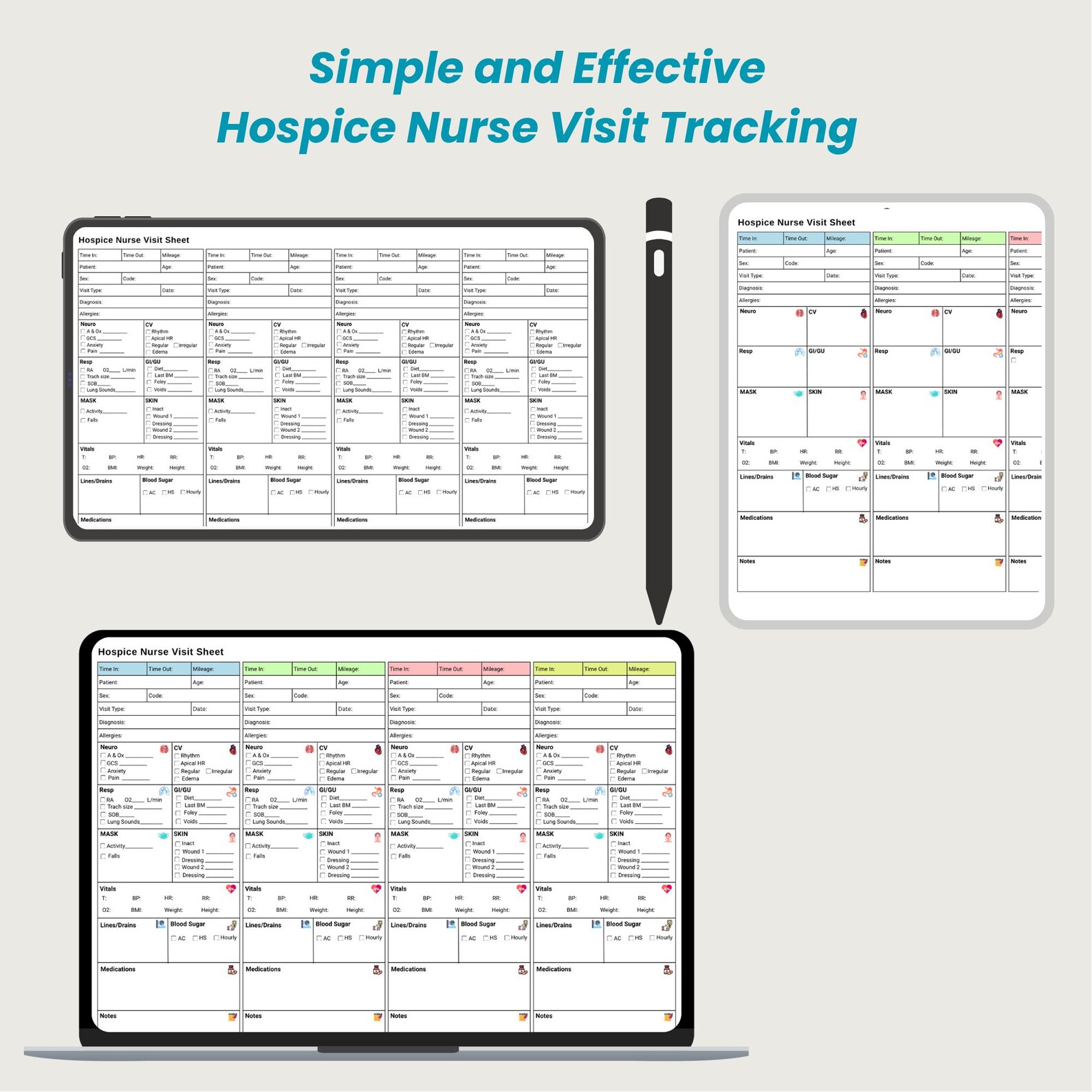 Editable Hospice Nurse Visit Sheet | Home Health Template (canva) - Etsy
