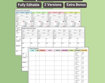 Editable Hospice Nurse Visit Sheet | Home Health Template (Canva)