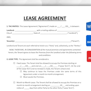 Editable Rental Agreement Template (Word, PDF, Google Docs)