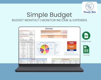 Planificador de presupuesto de Excel: Hoja de cálculo de presupuesto mensual / Organizador financiero personal (Descarga digital)