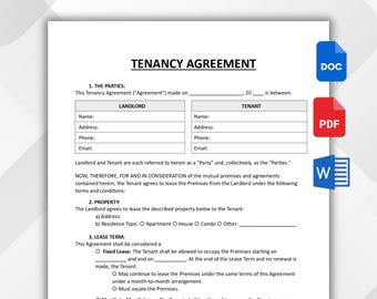 Editable Tenancy Agreement Template: Month-to-Month Lease, Rental Contract (WORD, PDF)