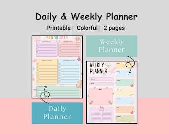 Planificador diario y semanal en tonos pastel: PDF imprimible