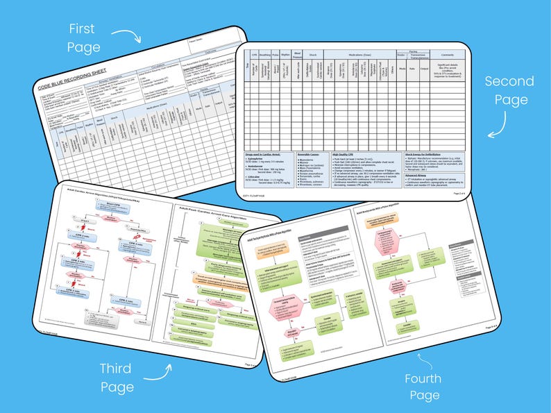 Code Blue Recording Sheets (instant Download, PDF, A4 Landscape, 4 ...