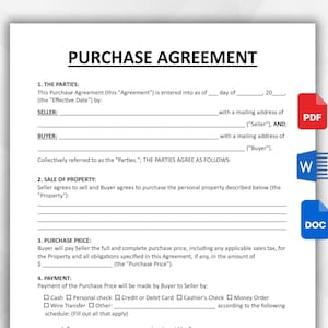 Editable Property Purchase Agreement Template (Real Estate Contract)