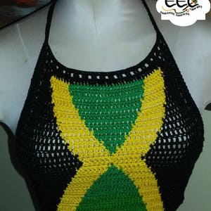 Jamaican Love Handmade Crochet Halter Top SM-MED. Custom Orders Welcome.